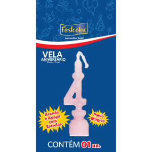 Vela De Aniversario Rosa N4