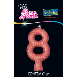 Vela De Aniversario Puro Glitter N8 Sortida