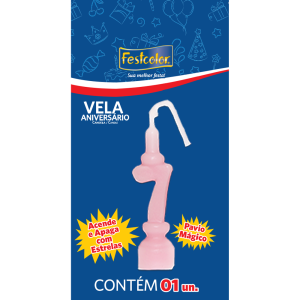 Vela De Aniversario Rosa N7