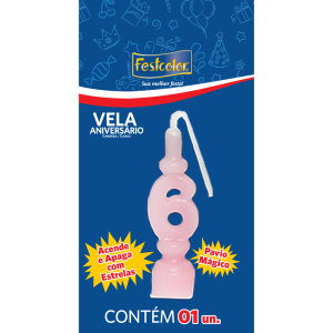 Vela De Aniversario Rosa N6