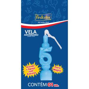 Vela De Aniversario Azul N5