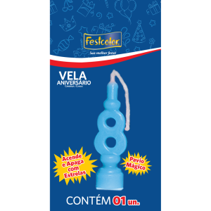 Vela De Aniversario Azul N8