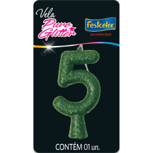 Vela De Aniversario Puro Glitter N5 Sortida