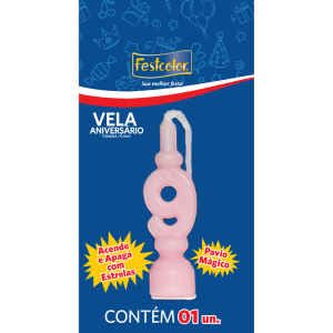 Vela De Aniversario Rosa N9