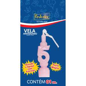 Vela De Aniversario Rosa N5