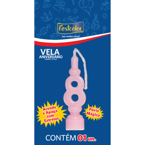 Vela De Aniversario Rosa N8