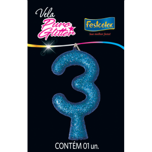 Vela De Aniversario Puro Glitter N3 Sortida