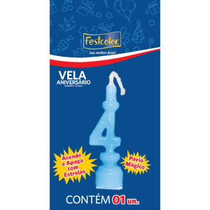 Vela De Aniversario Azul N4