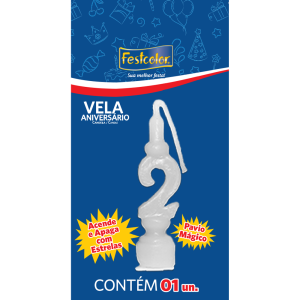 Vela De Aniversario Branca N2