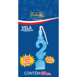 Vela De Aniversario Azul N2