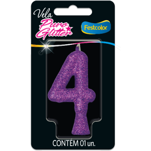 Vela De Aniversario Puro Glitter N4 Sortida