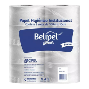 Papel Higienico Institucional Branco Belipel C/8 Rolos de 300m