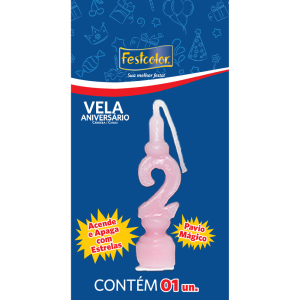 Vela De Aniversario Rosa N2