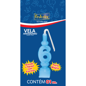 Vela De Aniversario Azul N6